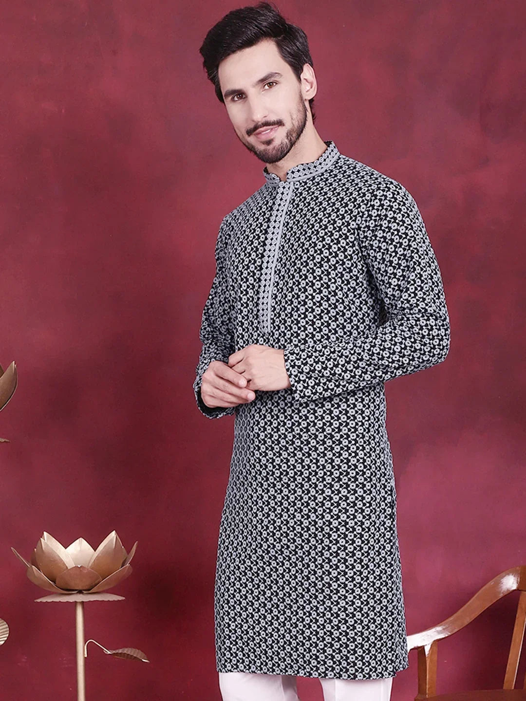 Grey Rayon Solid Indian Wear KO_5013Grey | DesiQlo