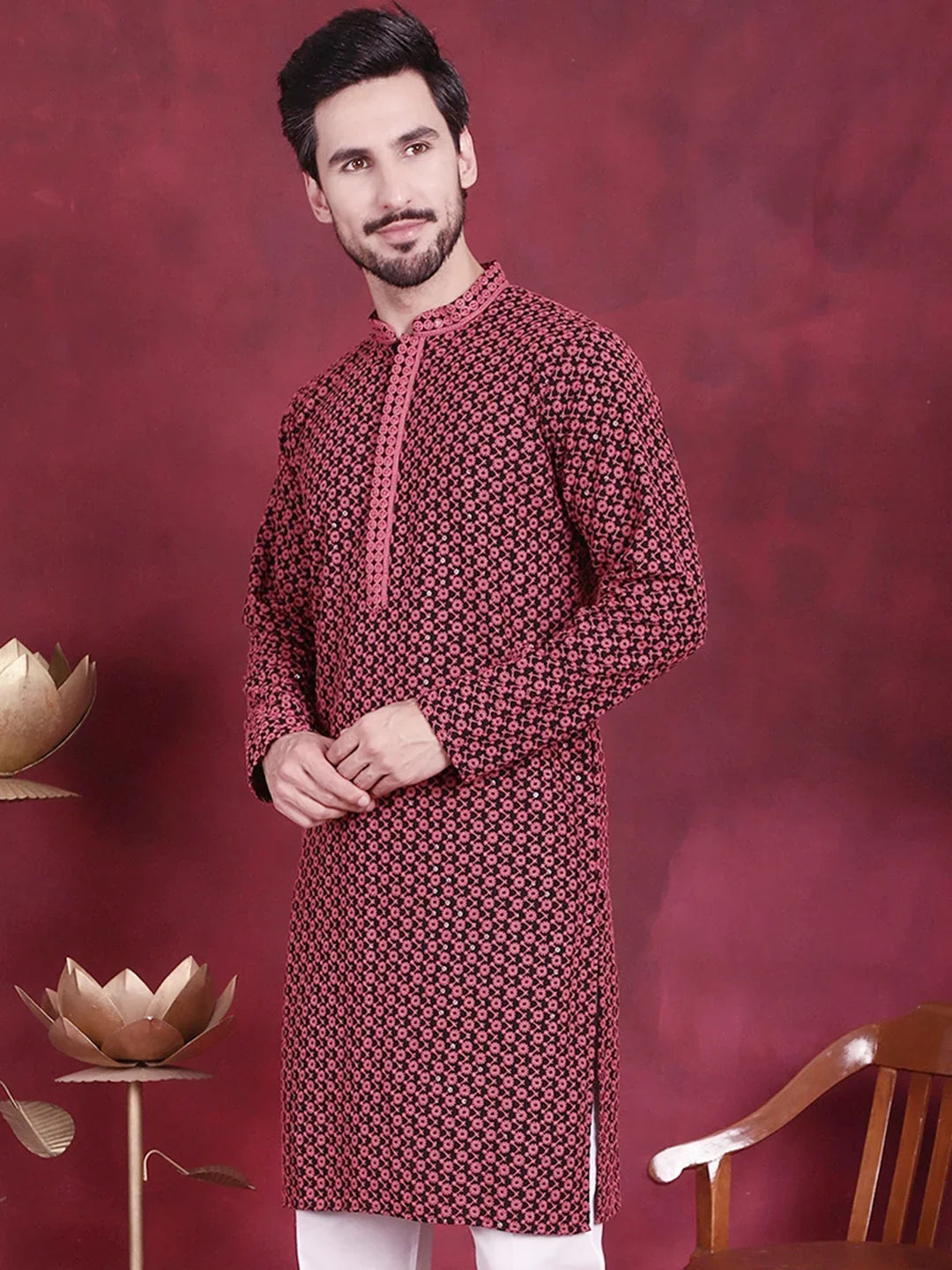 Purple Rayon Solid Indian Wear for Men | DesiQlo India