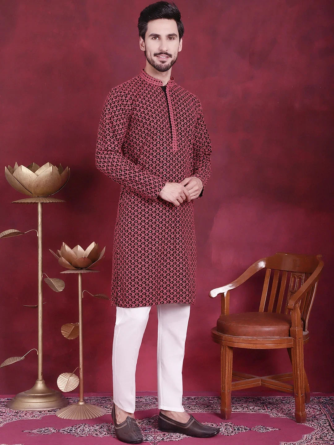 Purple Rayon Solid Indian Wear for Men | DesiQlo India