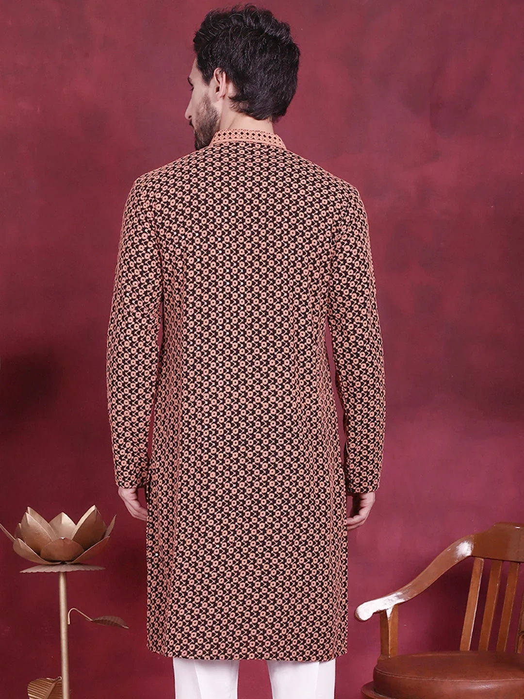 Orange Rayon Solid Indian Wear for Men | DesiQlo India