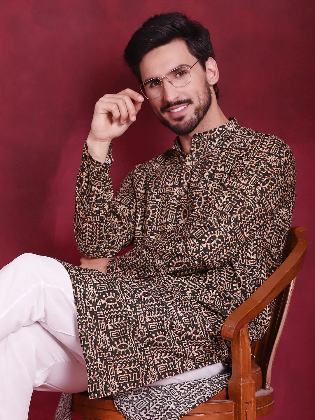 Green Rayon Solid Indian Wear KO_5014Olive | DesiQlo