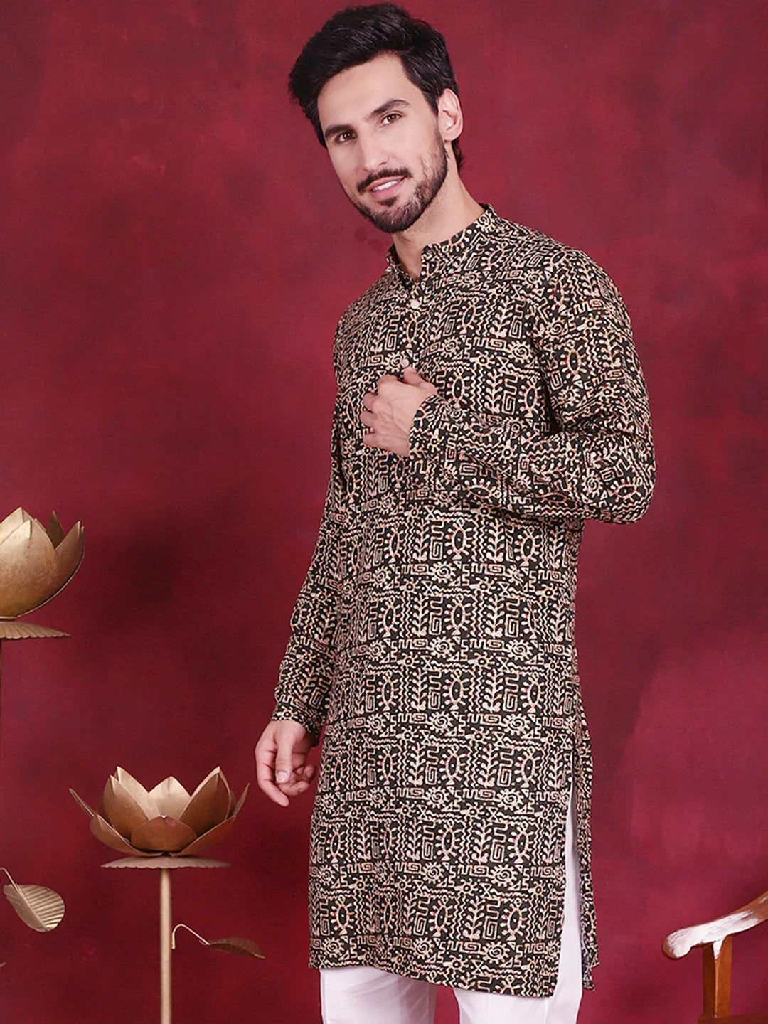 Green Rayon Solid Indian Wear KO_5014Olive | DesiQlo
