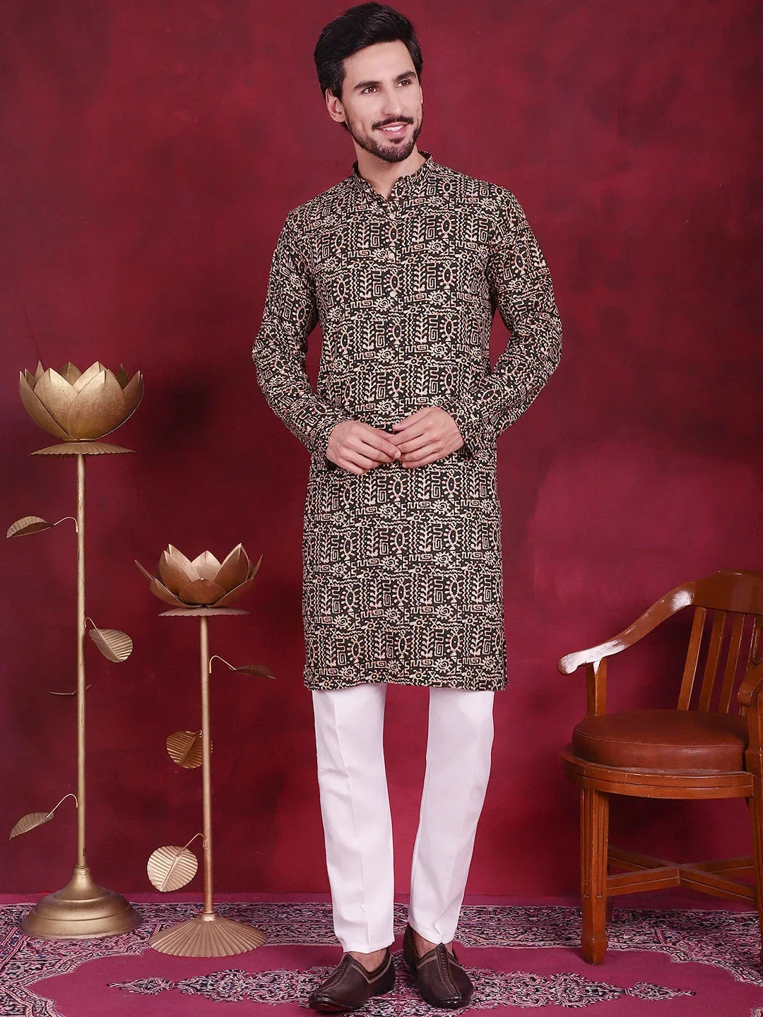Green Rayon Solid Indian Wear KO_5014Olive | DesiQlo