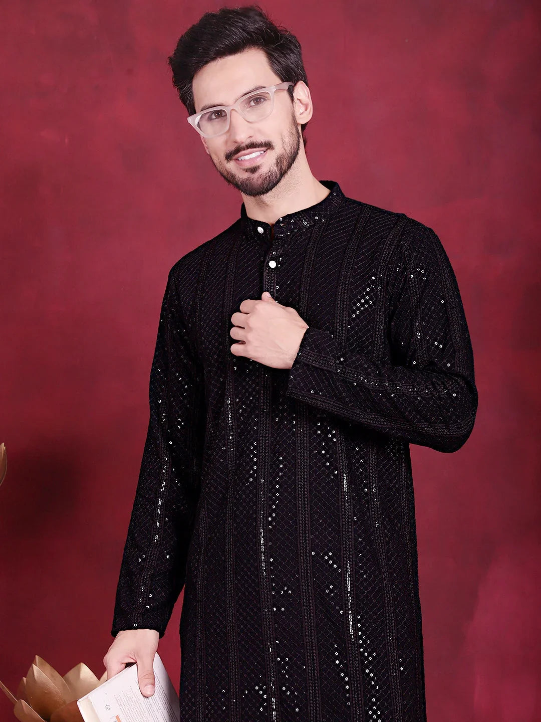 Black Rayon Solid Indian Wear KO_5015Black | DesiQlo