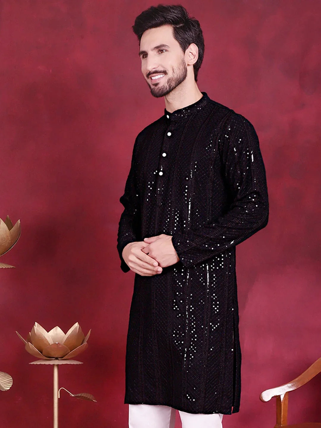 Black Rayon Solid Indian Wear KO_5015Black | DesiQlo