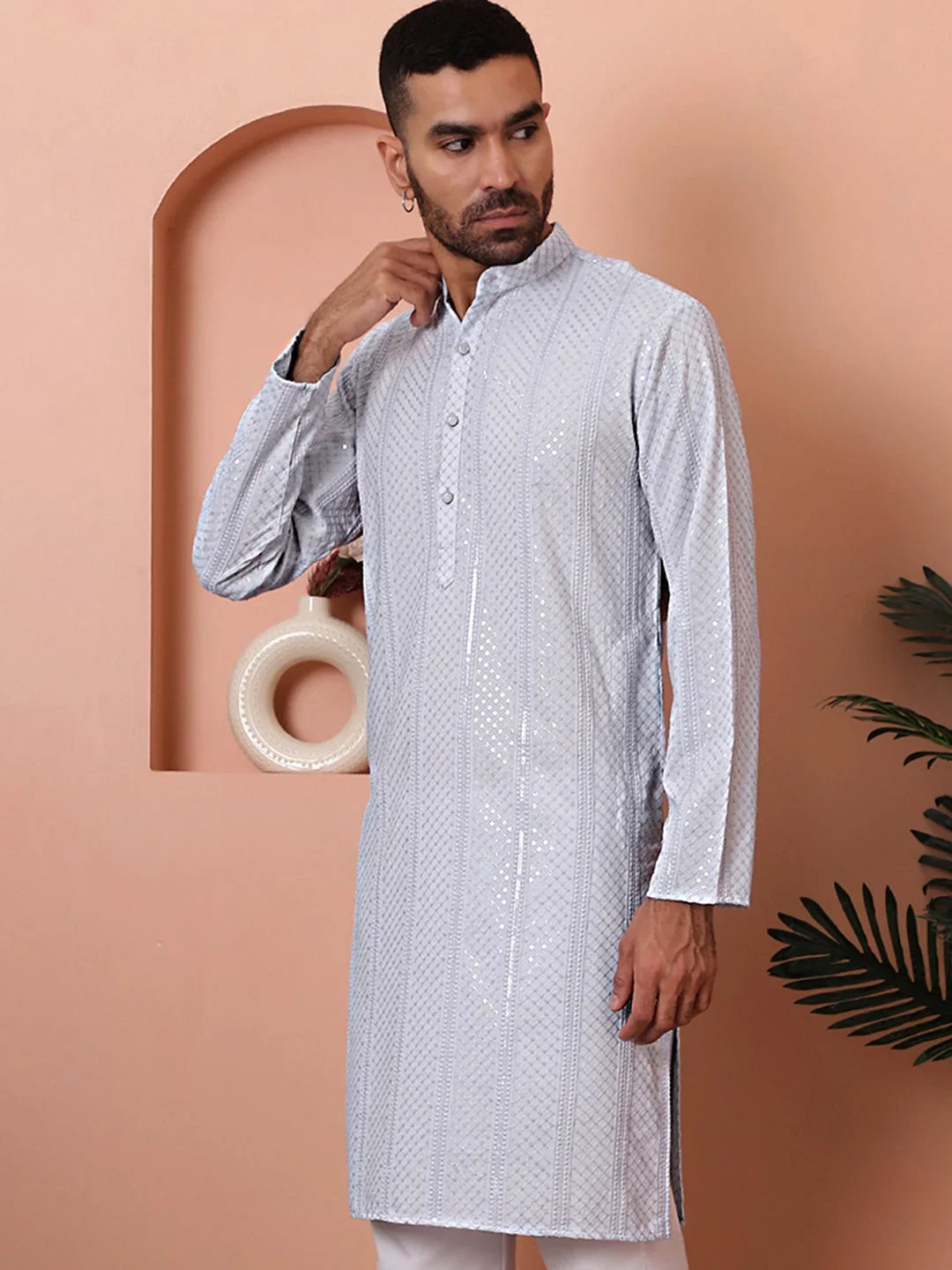 Grey Rayon Solid Indian Wear KO_5015Light-Grey | DesiQlo