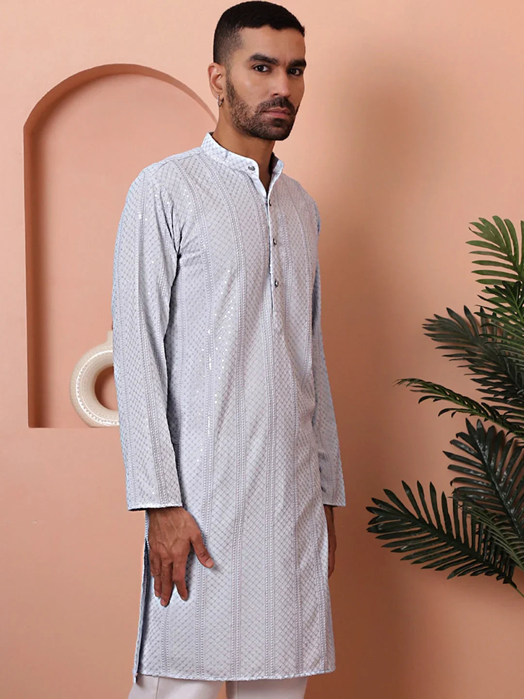 Grey Rayon Solid Indian Wear KO_5015Light-Grey | DesiQlo
