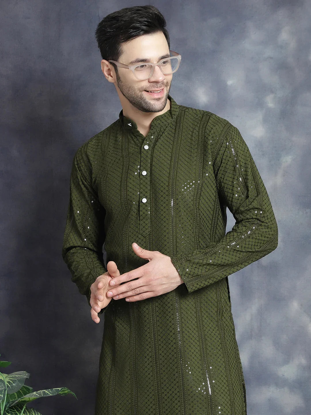 Green Rayon Solid Indian Wear KO_5015Mehndi | DesiQlo