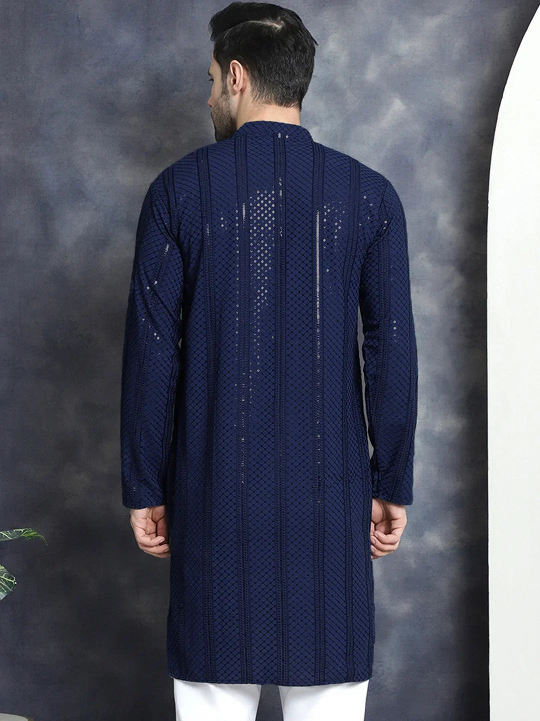 Blue Rayon Solid Indian Wear KO_5015Navy | DesiQlo