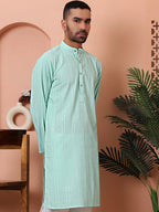 Men's Sequins Embroidered Kurtas-KO-5015Sky