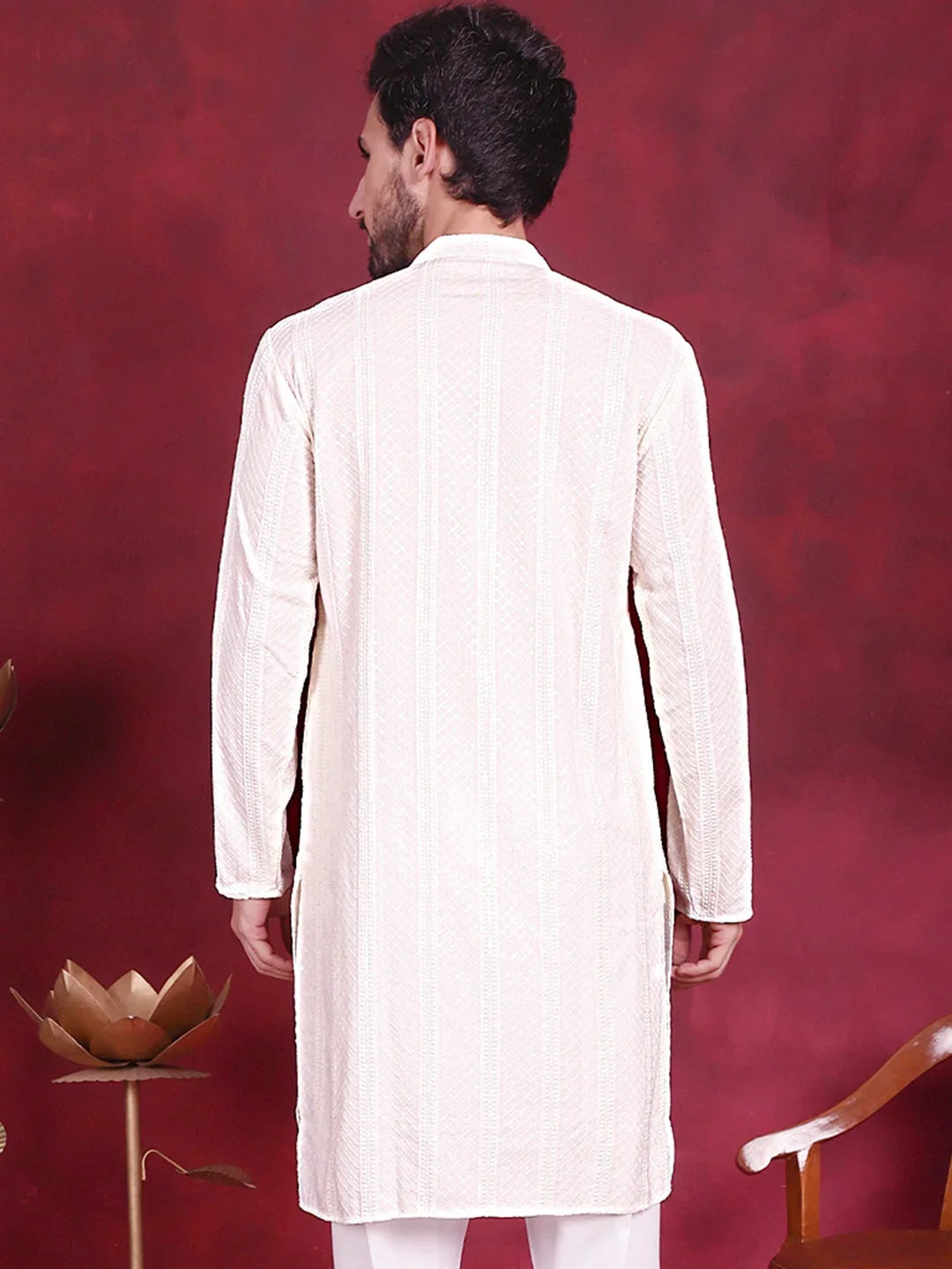 White Rayon Solid Indian Wear for Men | DesiQlo India