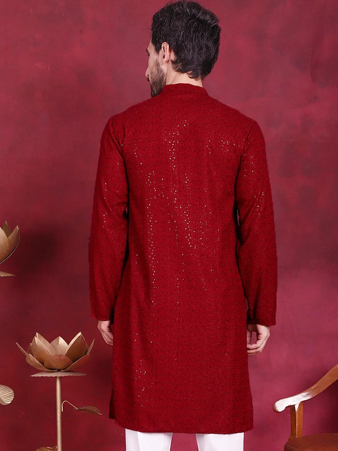 Maroon Rayon Solid Indian Wear for Men | DesiQlo India