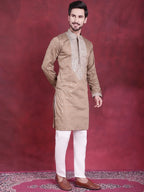 Men's Sequins Embroidered Kurtas. ( KO 5019 Beige )