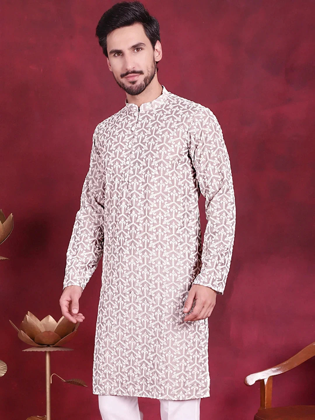 Grey Cotton Solid Indian Wear KO_5020Grey | DesiQlo