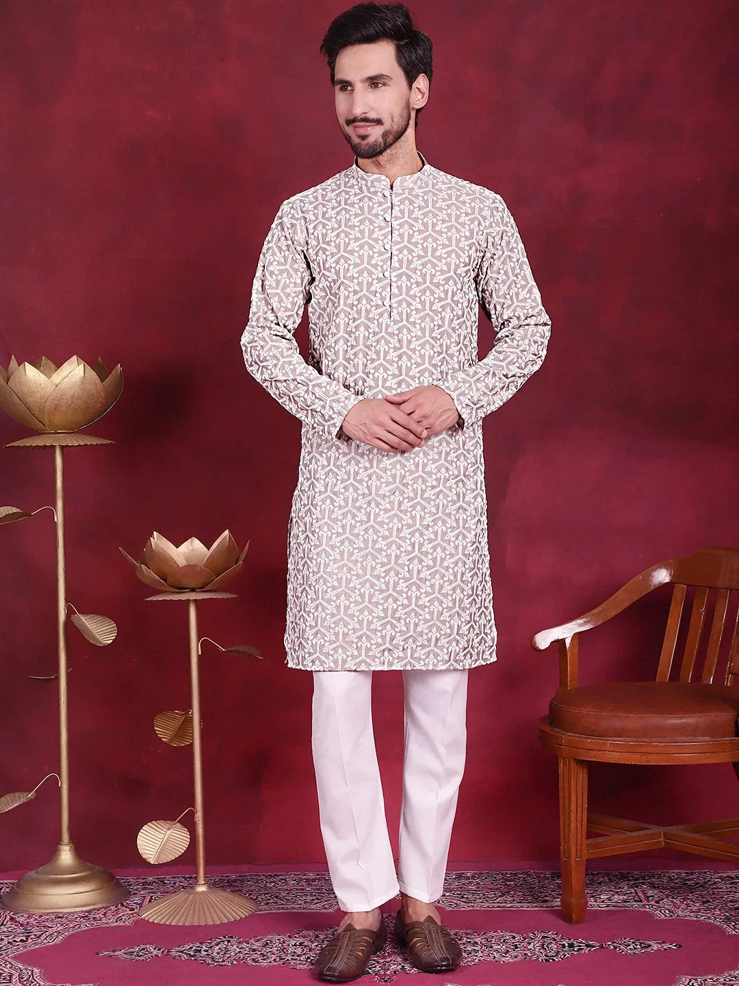 Grey Cotton Solid Indian Wear KO_5020Grey | DesiQlo