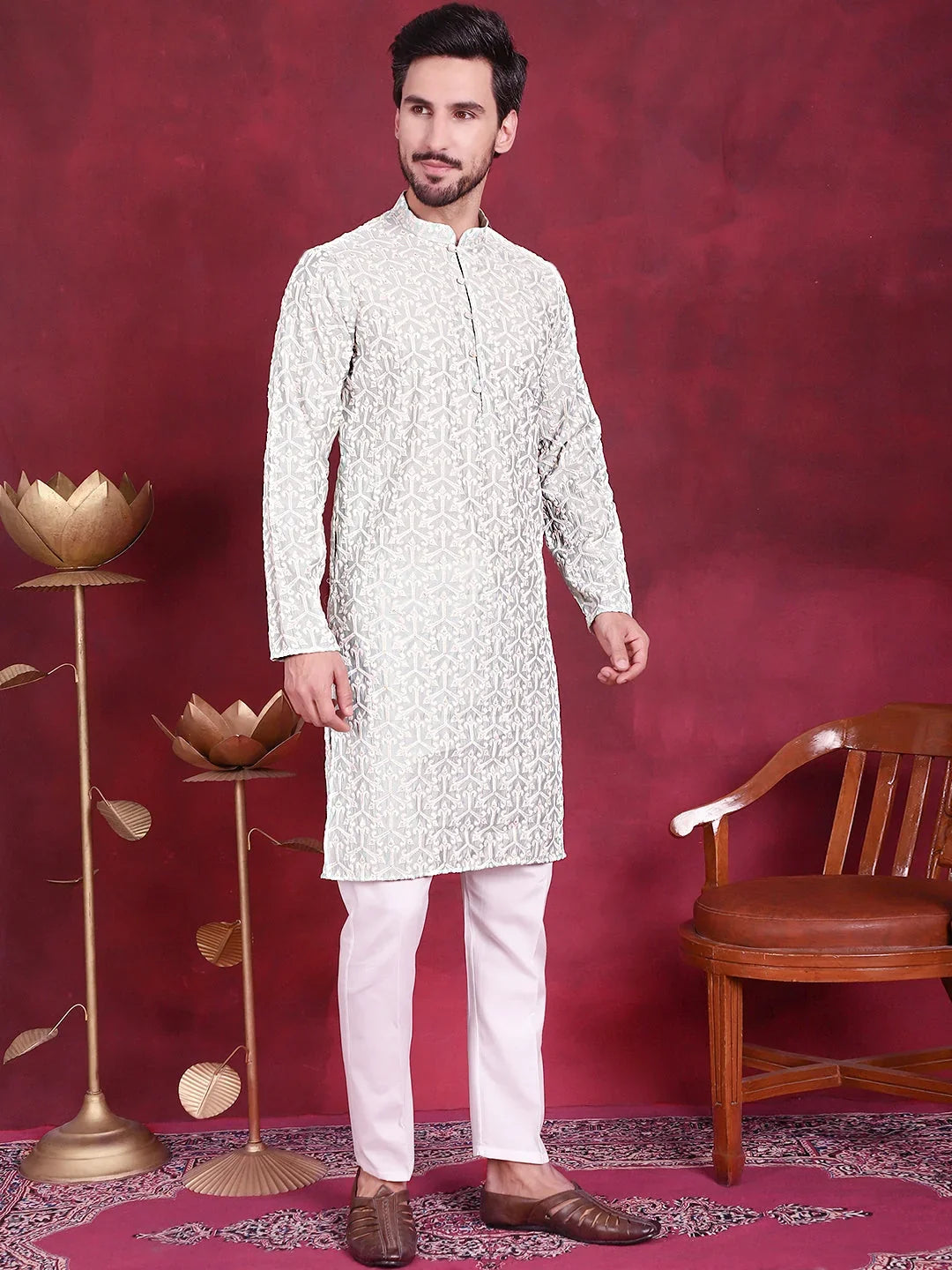 Green Cotton Solid Indian Wear KO_5020Pista | DesiQlo