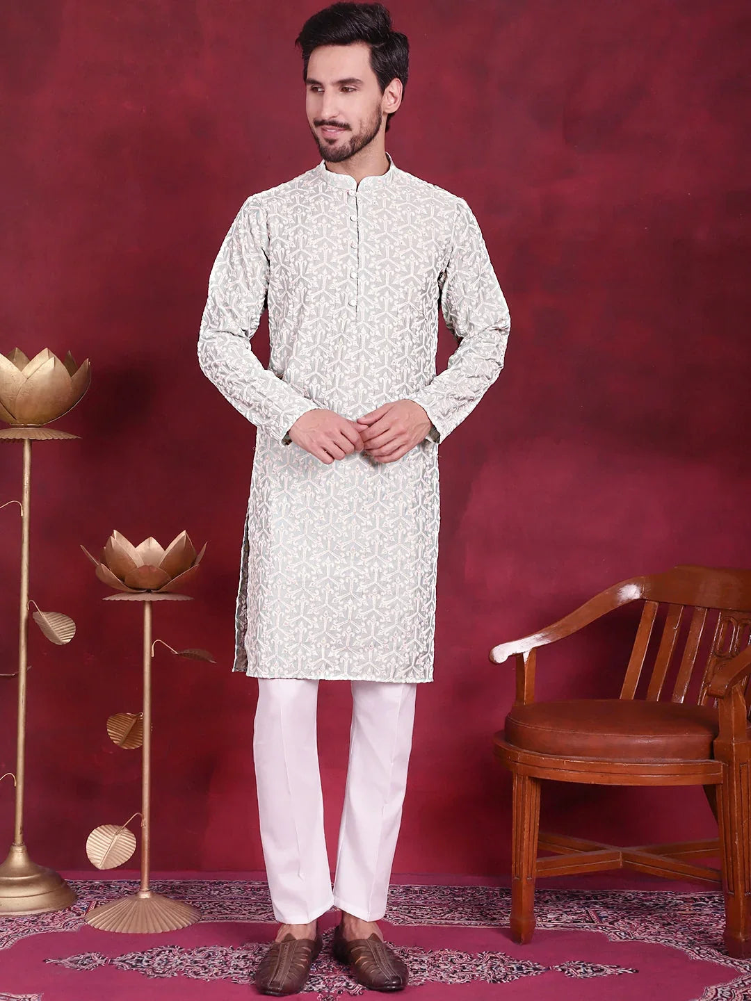 Green Cotton Solid Indian Wear KO_5020Pista | DesiQlo