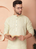 Men's Chikankari Embroidered Kurtas-KO-5021Pista