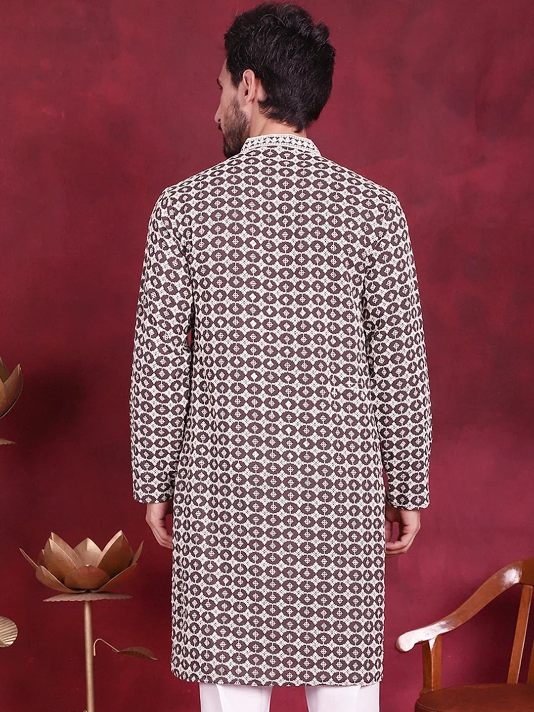 Brown Rayon Solid Indian Wear for Men | DesiQlo India