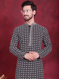 Men's Sequins Embroidered Kurtas ( KO 5023 Grey )
