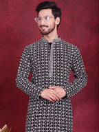 Men's Sequins Embroidered Kurtas ( KO 5023 Grey )