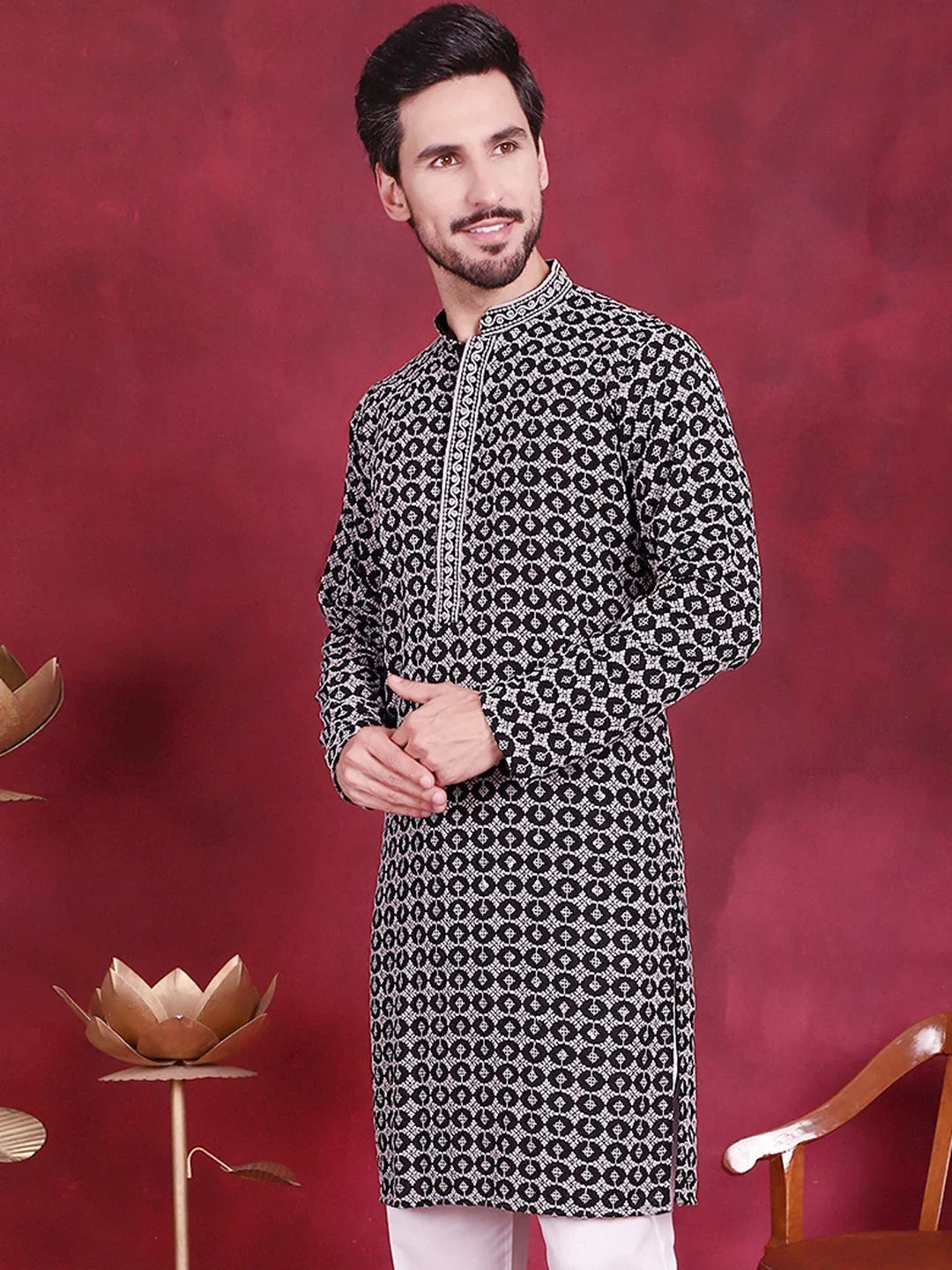 Grey Rayon Solid Indian Wear for Men | DesiQlo India