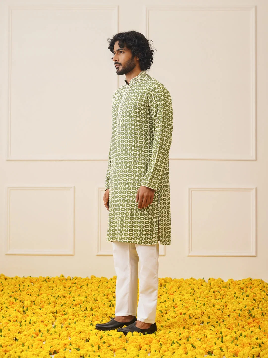 Green Rayon Solid Indian Wear KO_5023Mehendi | DesiQlo