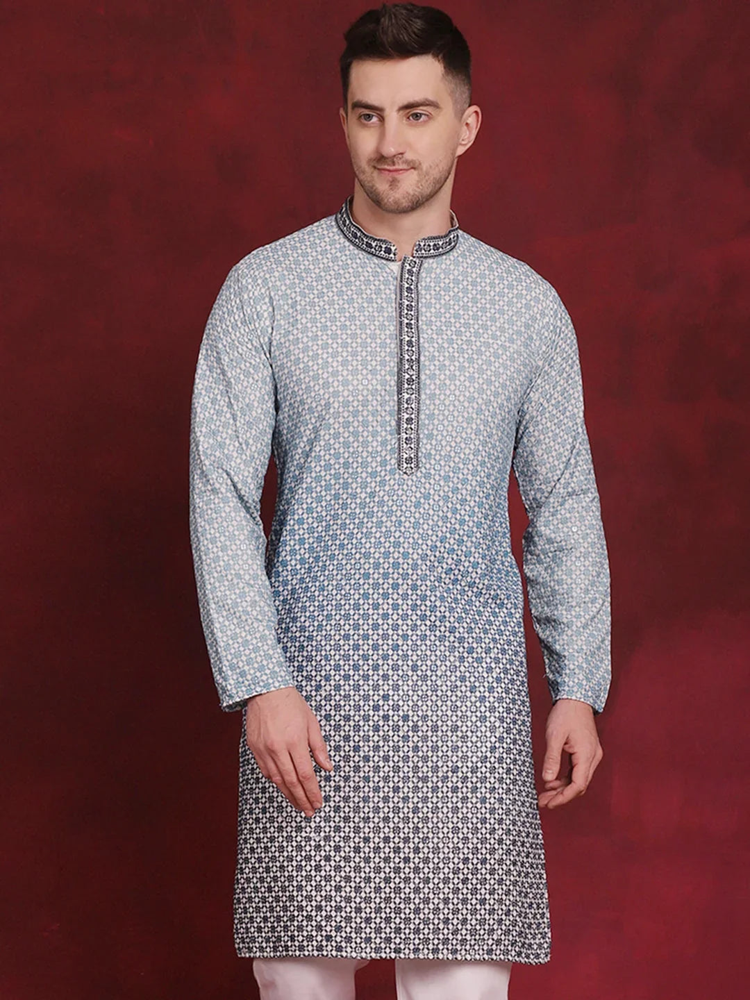 Blue Rayon Solid Indian Wear for Men | DesiQlo India