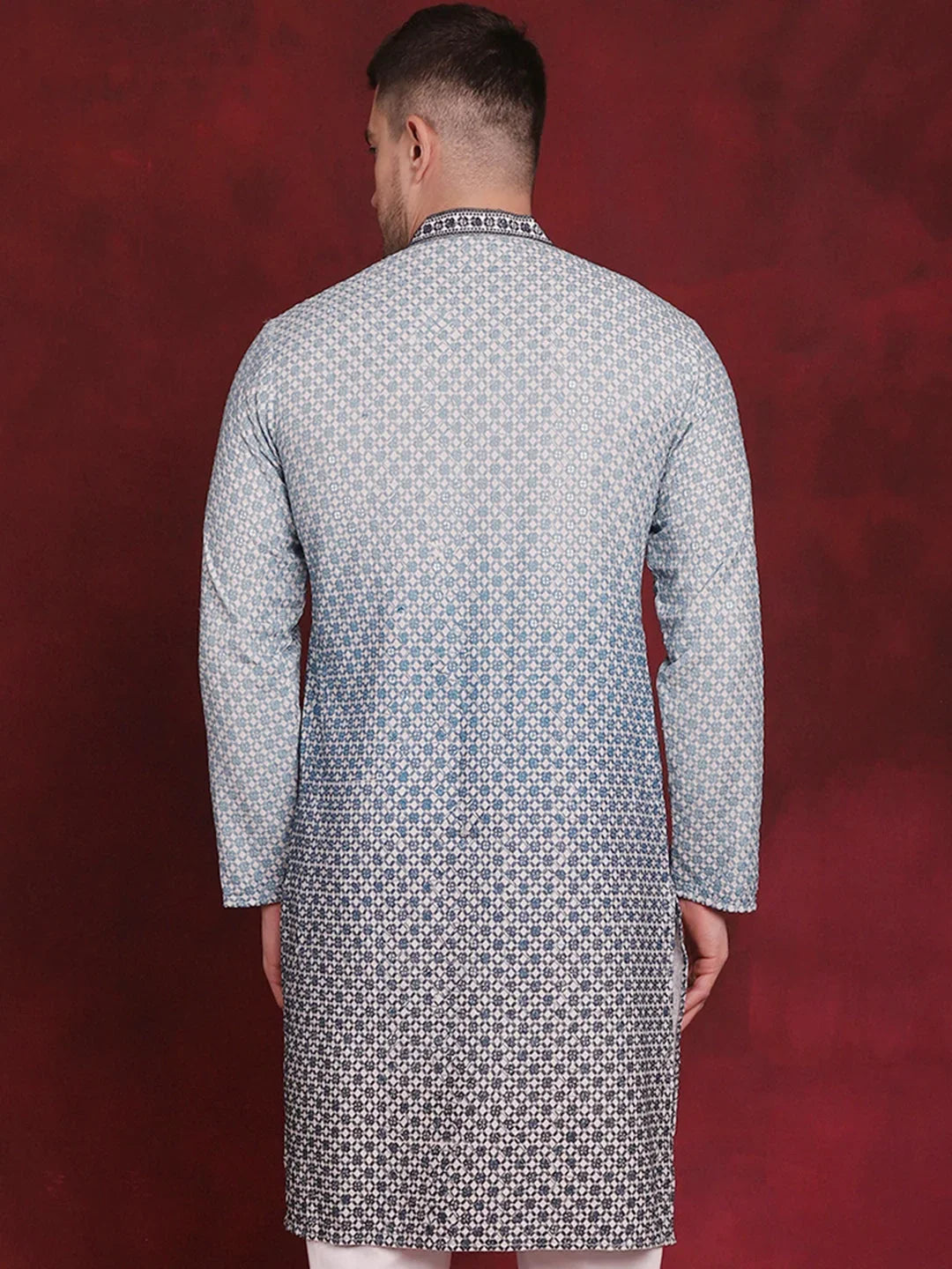 Blue Rayon Solid Indian Wear for Men | DesiQlo India