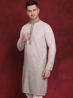 Men Sequins Embroidered Kurtas ( KO 5025Pista )
