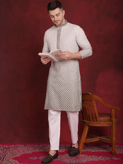 Men Sequins Embroidered Kurtas ( KO 5025Pista )