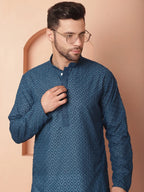 Chikankari Pure Cotton Kurtas-KO-5033Peacock