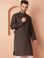 Woven Design Silk Blend Kurtas-KO-5034Navy