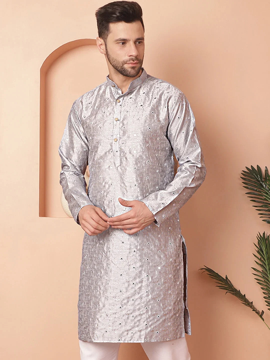 Grey Silk Solid Indian Wear KO_5035Grey | DesiQlo