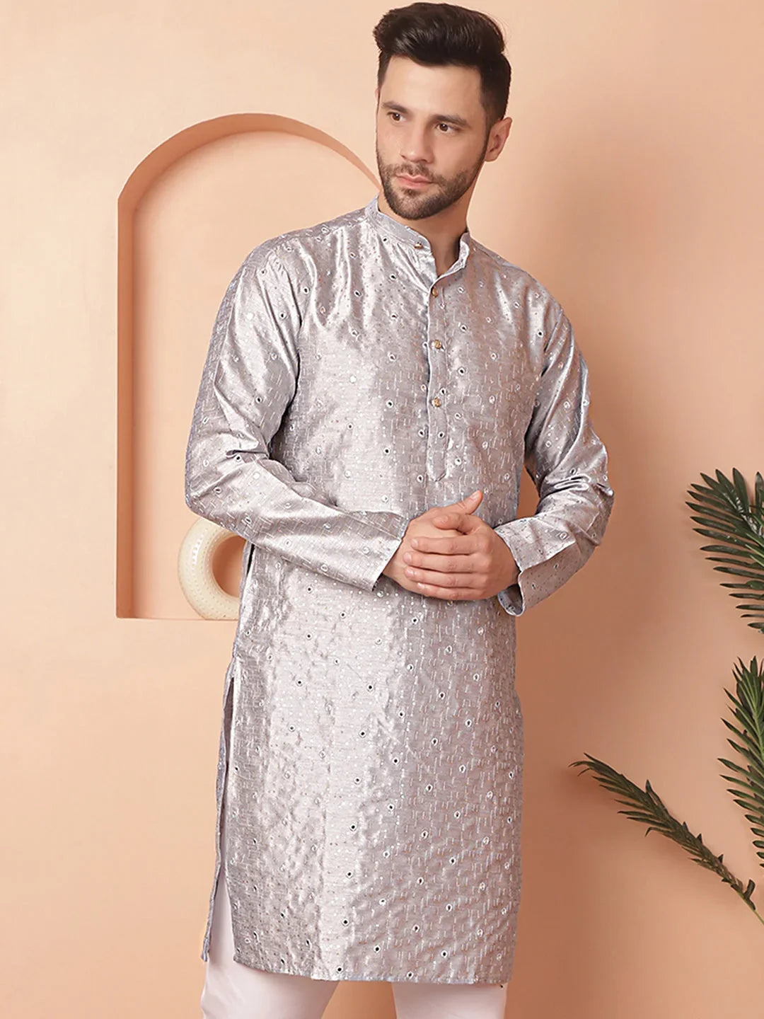 Grey Silk Solid Indian Wear KO_5035Grey | DesiQlo