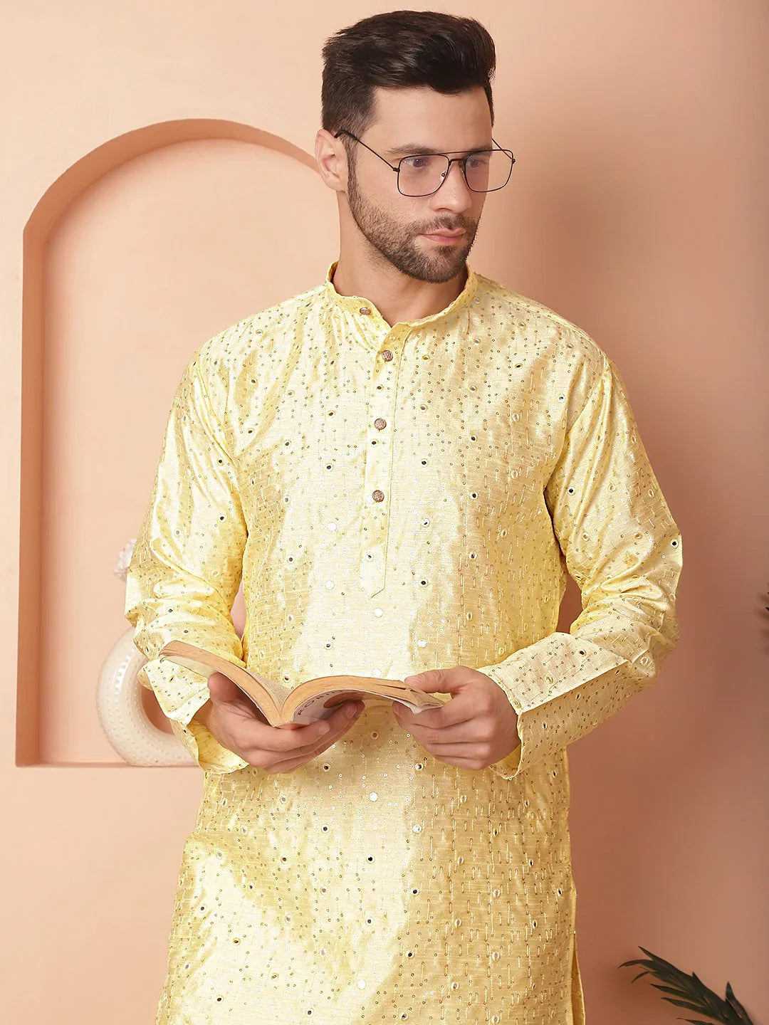Yellow Silk Solid Indian Wear KO_5035Yellow | DesiQlo