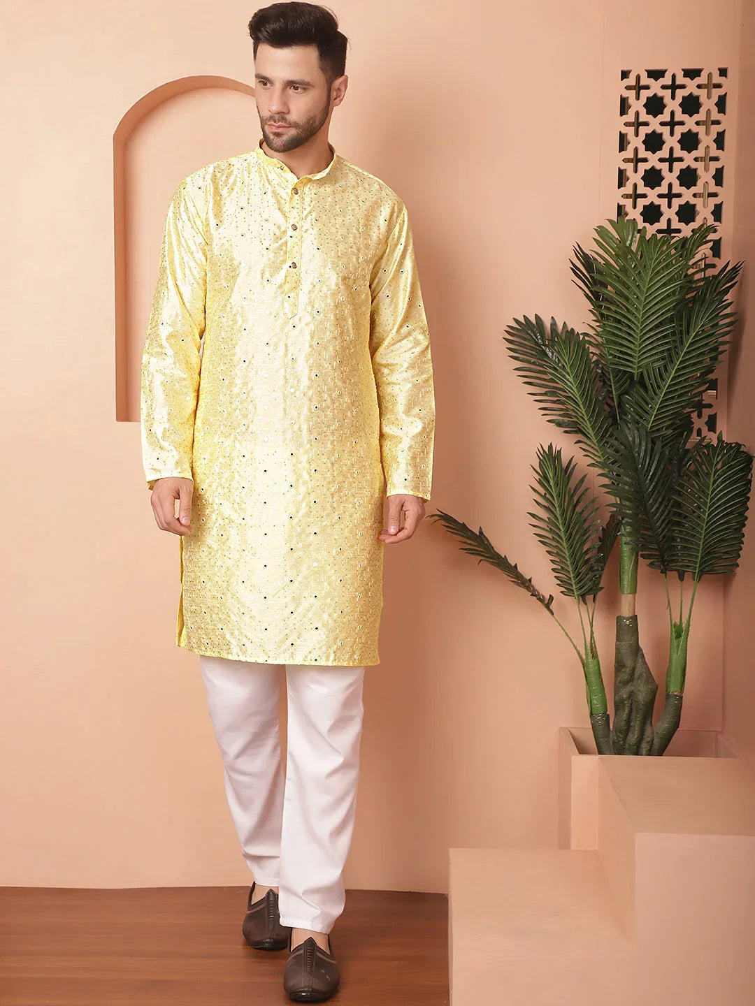 Yellow Silk Solid Indian Wear KO_5035Yellow | DesiQlo