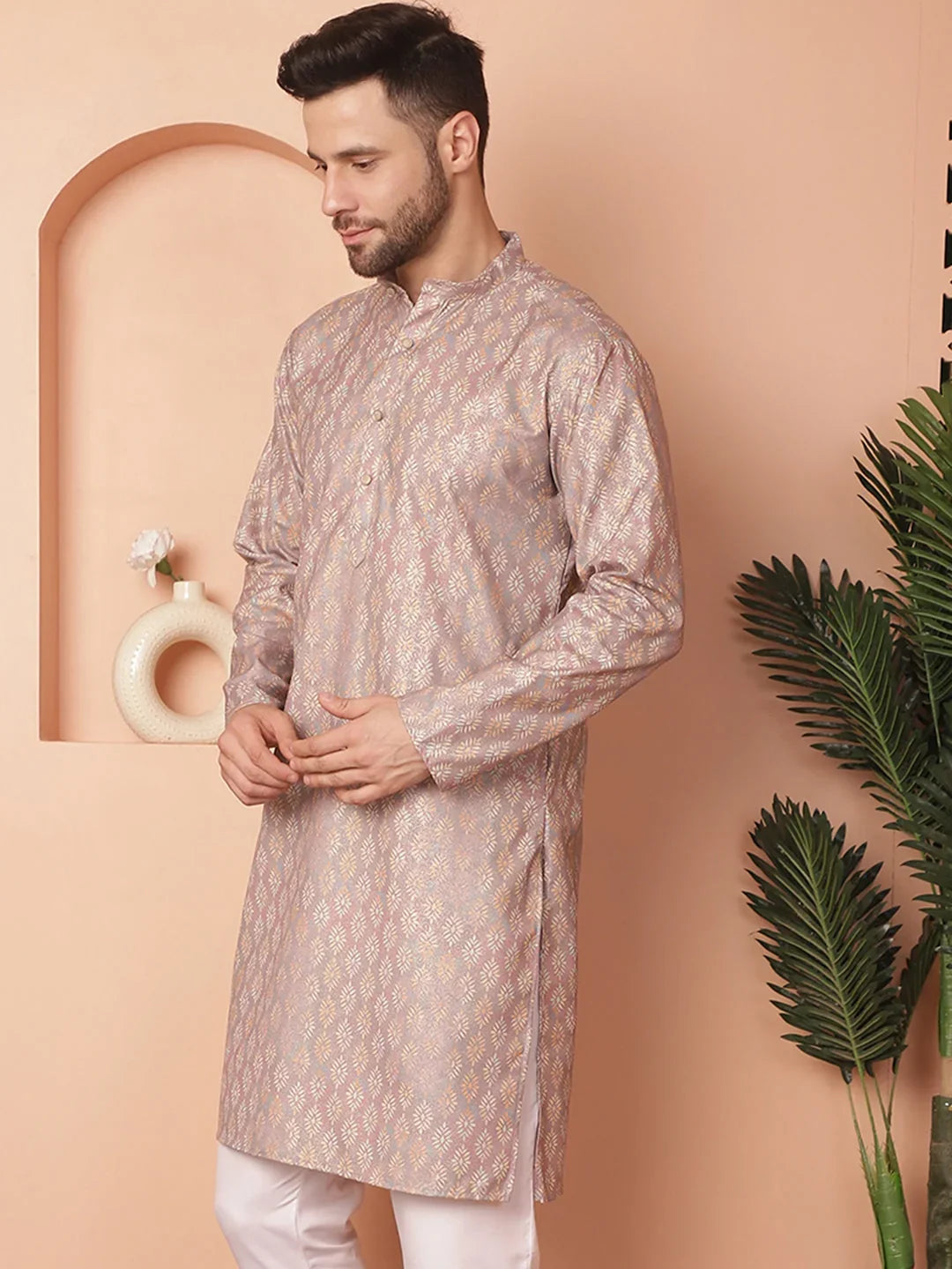 Orange Cotton Solid Indian Wear KO_5036Peach | DesiQlo