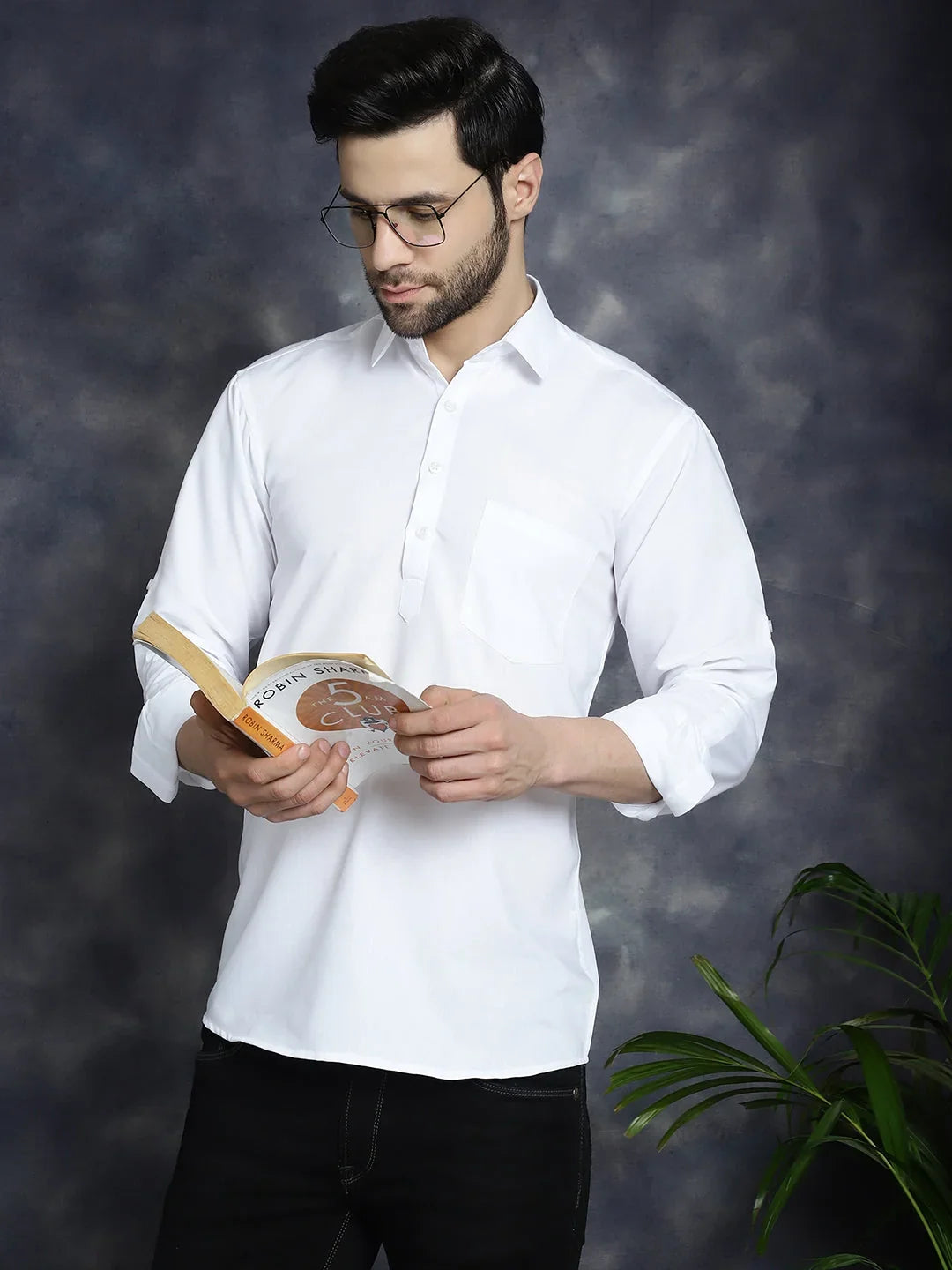 White Cotton Solid Indian Wear KO_5037White | DesiQlo