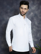 Men's White Solid Short Kurtas ( KO 5037White )
