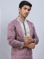 Men's Sequins Embroidered Kurtas-KO-5038Magenta