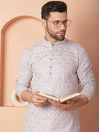 Chikankari Pure Cotton Kurtas-KO-5041Grey