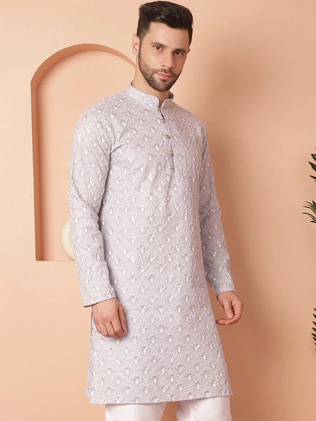 Grey Cotton Solid Indian Wear KO_5041Grey | DesiQlo
