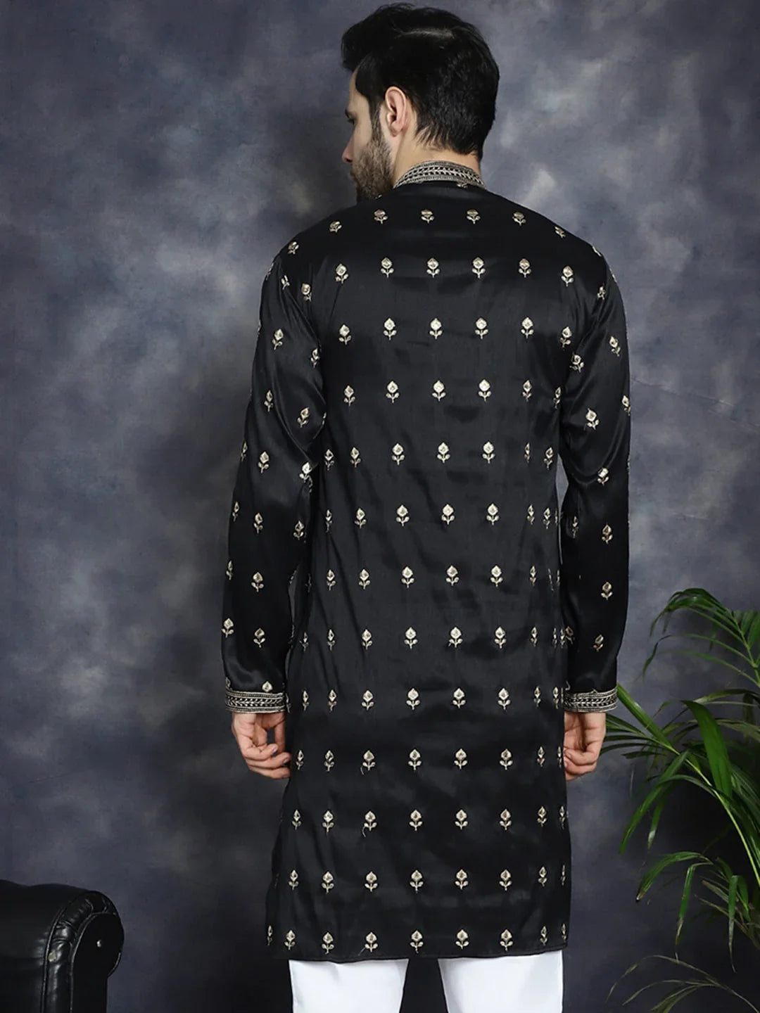 Black Cotton Solid Indian Wear KO_5042Black | DesiQlo