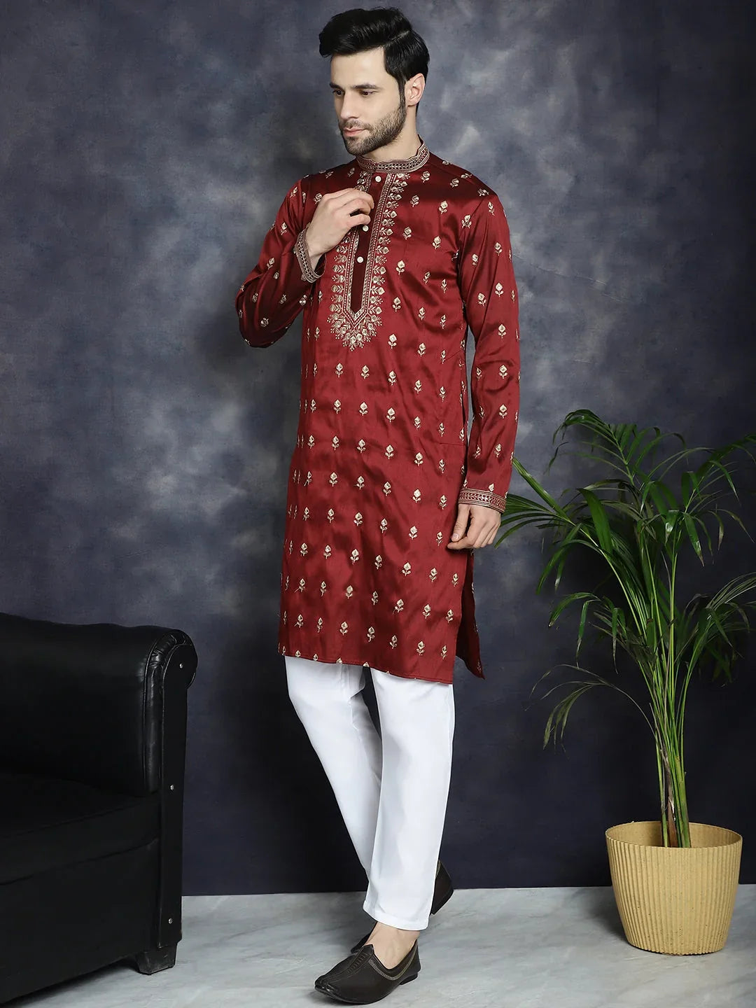 Maroon Cotton Solid Indian Wear KO_5042Maroon | DesiQlo