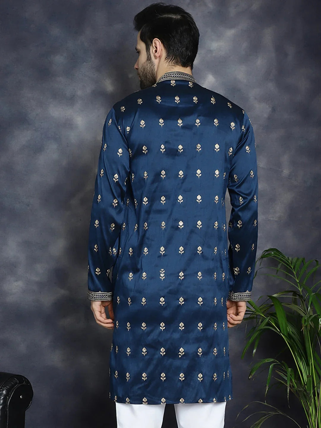 Blue Cotton Solid Indian Wear KO_5042Navy | DesiQlo