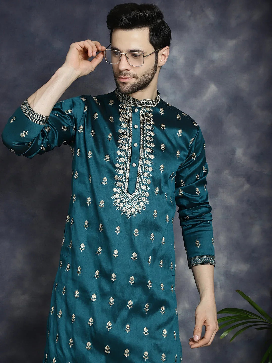 Multi Cotton Solid Indian Wear KO_5042Peacock | DesiQlo