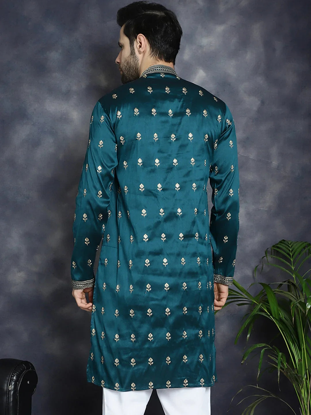 Multi Cotton Solid Indian Wear KO_5042Peacock | DesiQlo
