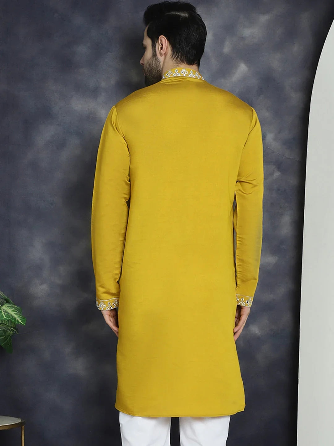Yellow Cotton Solid Indian Wear KO_5045Mustard | DesiQlo
