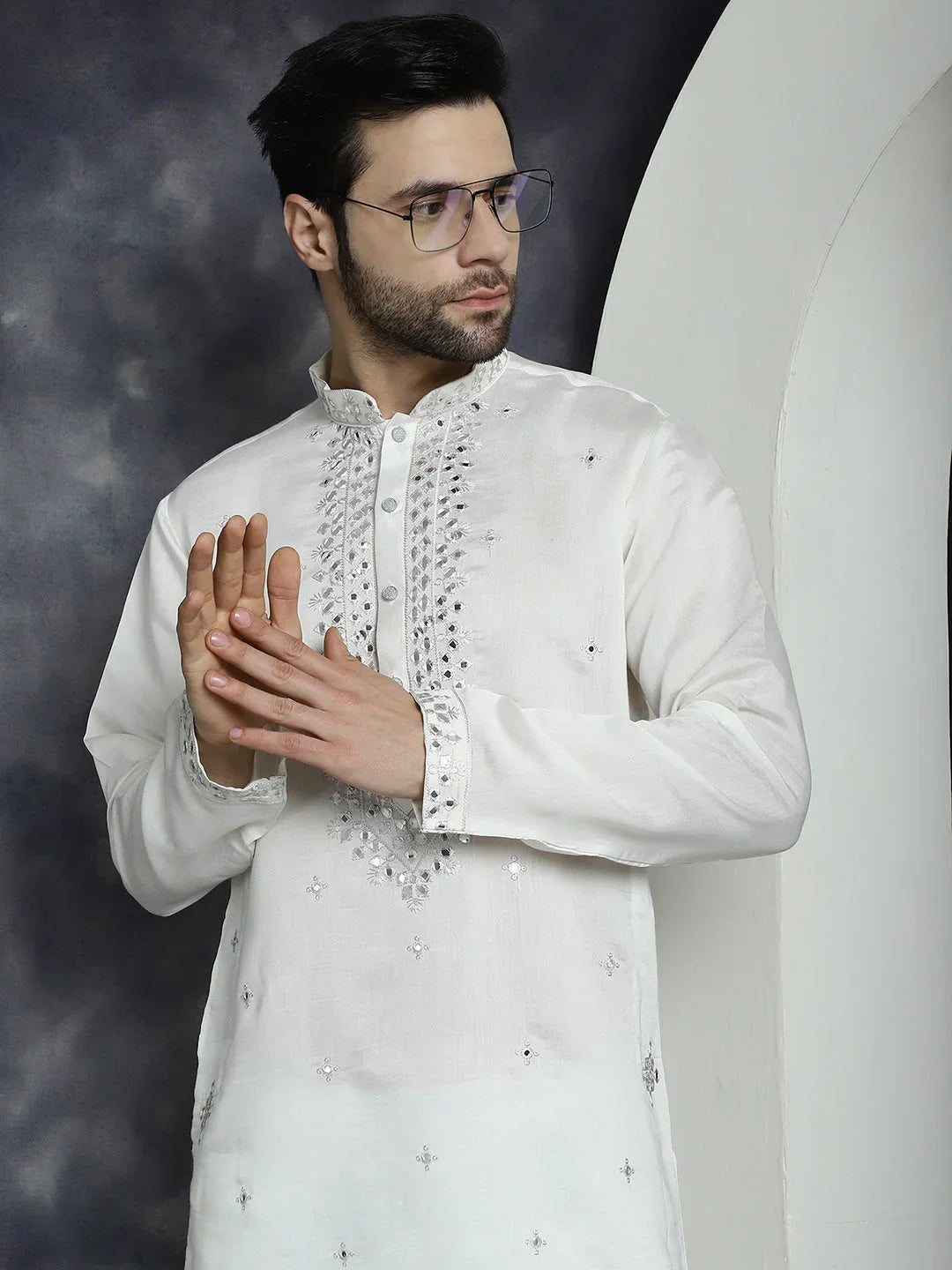 White Cotton Solid Indian Wear KO_5045White | DesiQlo